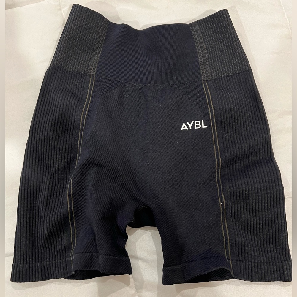 AYBL size S shorts (black with tan stripe)
